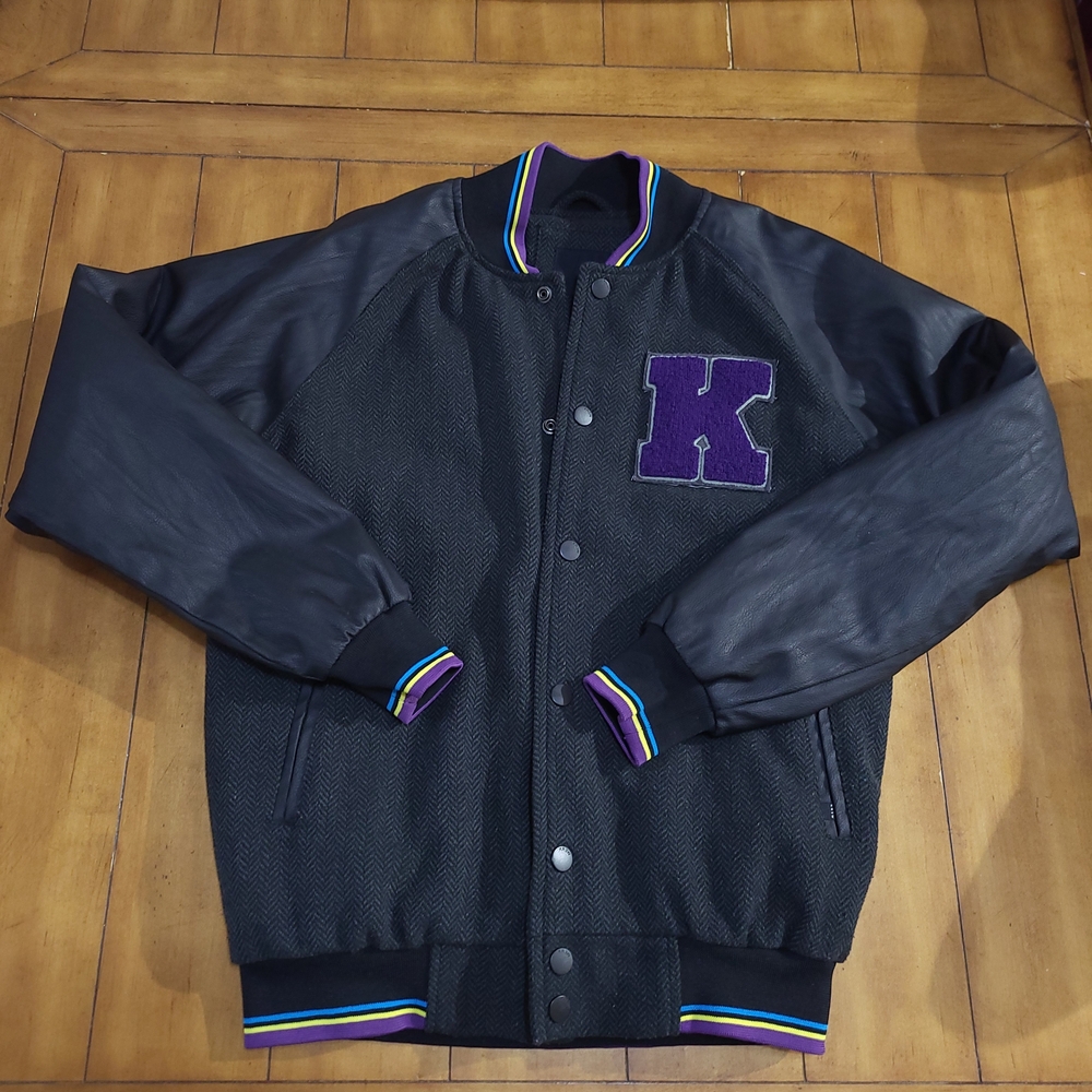 KR3W Black Varsity Jacket with Purple Emblem